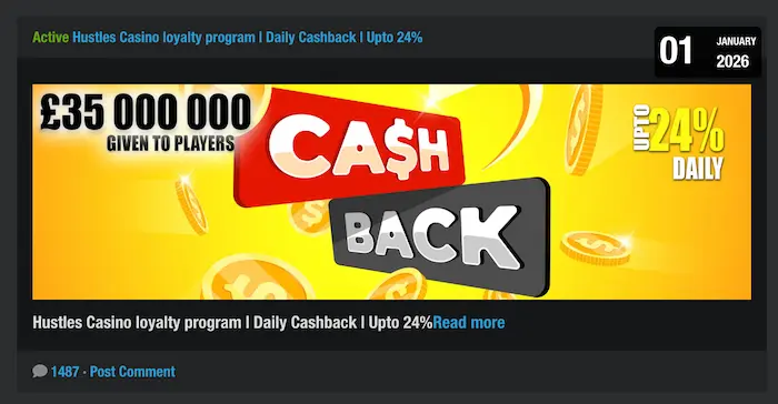 Hustles Casino Home hero